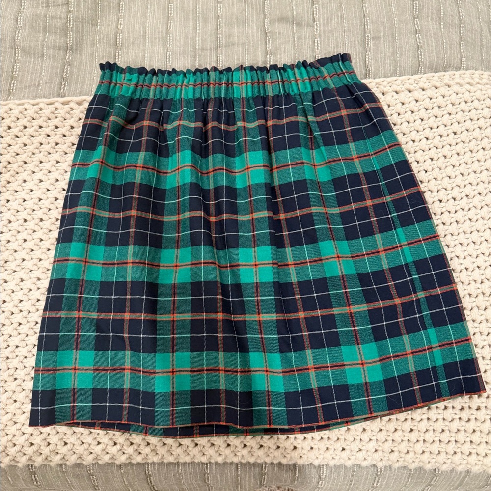 J. Crew Tartan Mini Skirt in Green and Navy